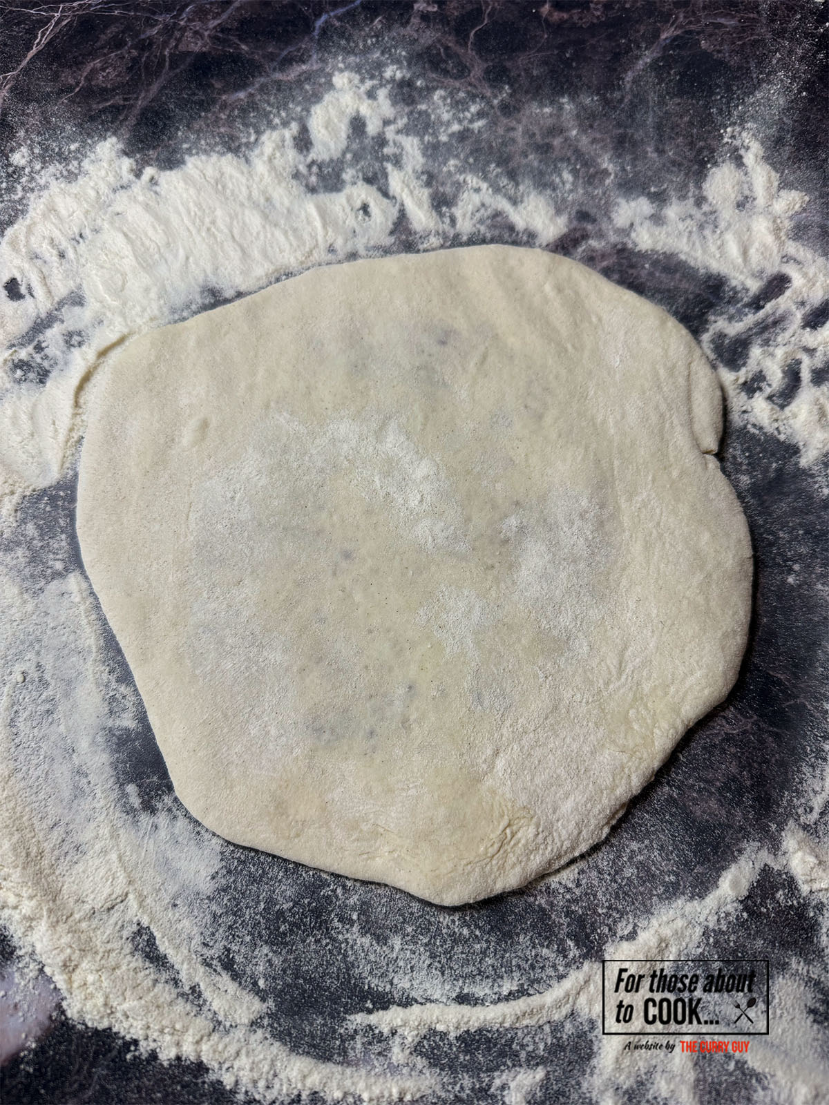 Flattened the bread ready to fry