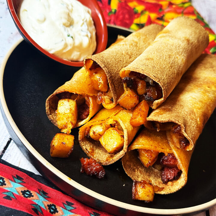 potato chorizo taquitos