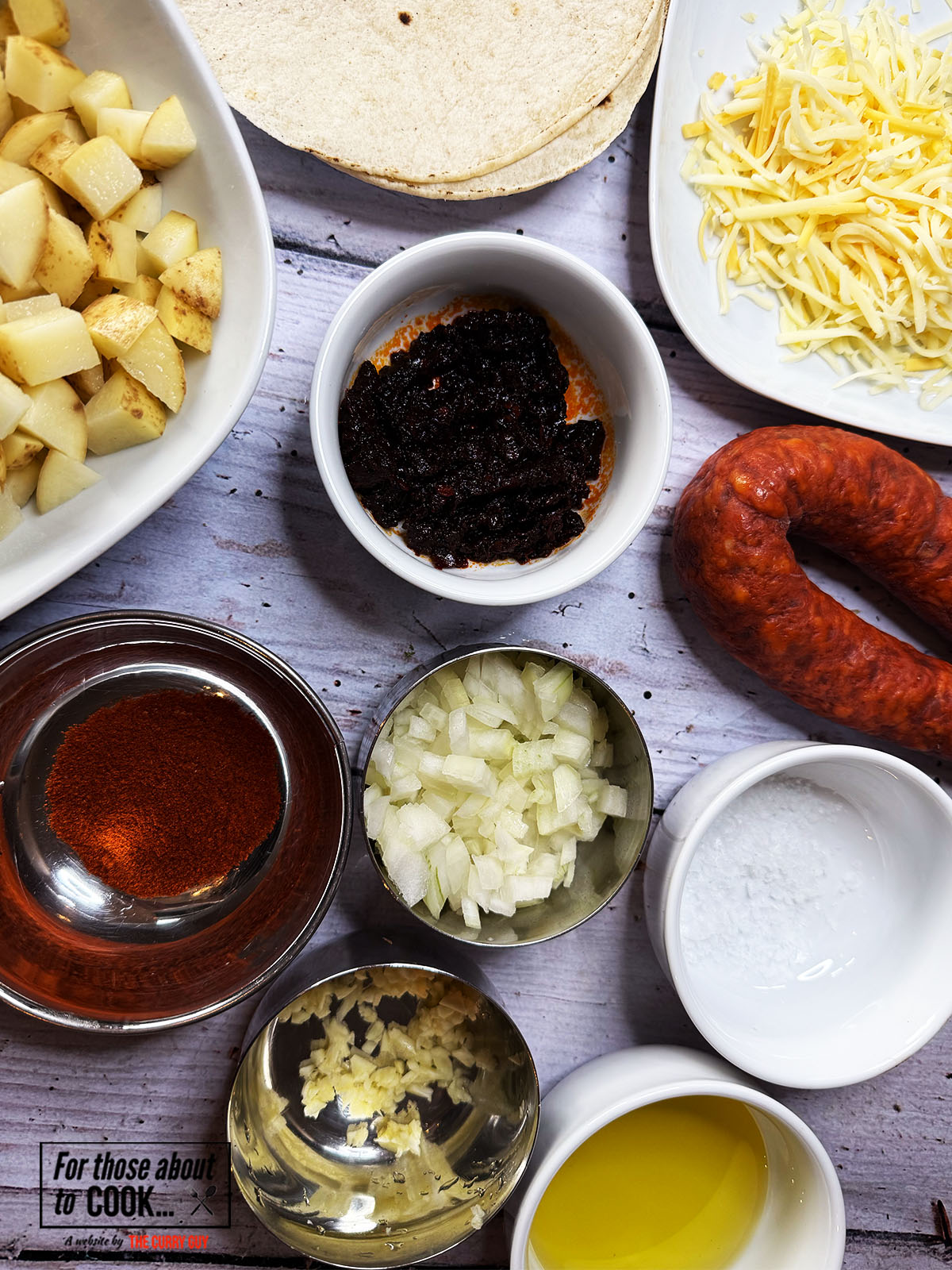 ingredients for potato chorizo taquitos