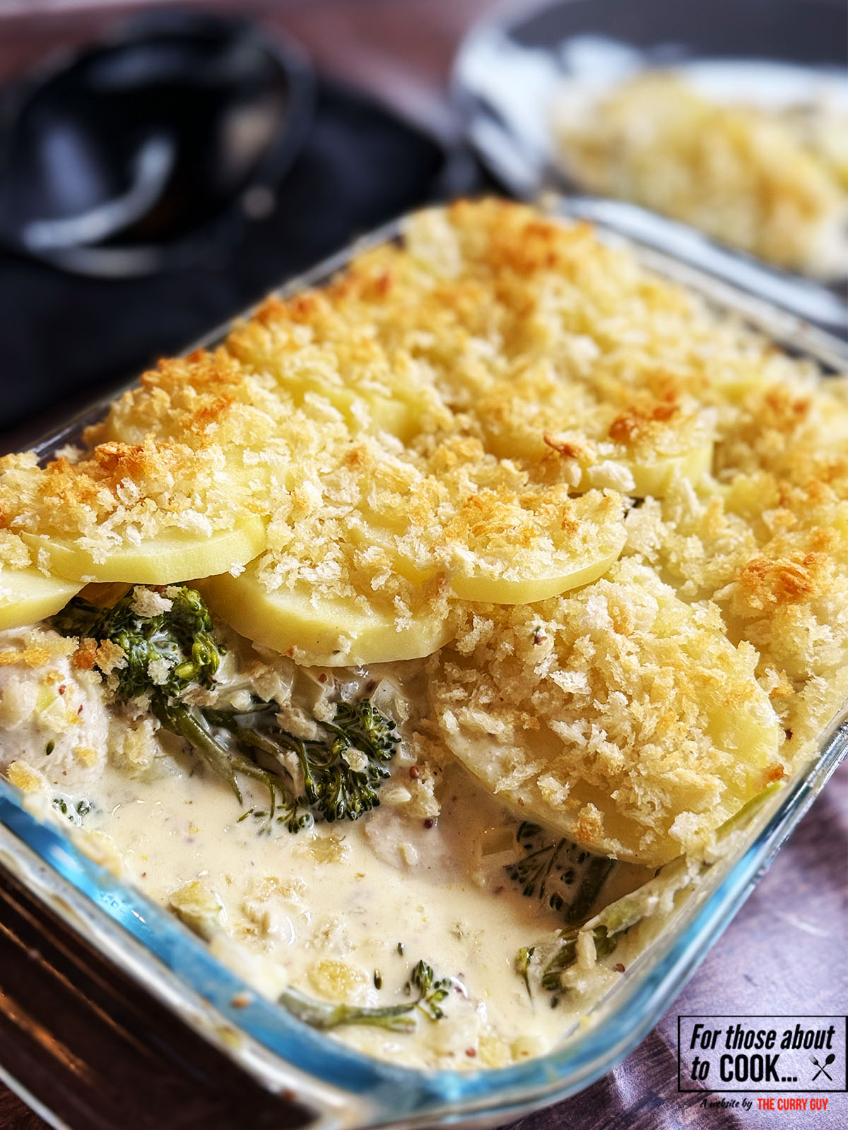 Chicken potato bake served from the baking dish