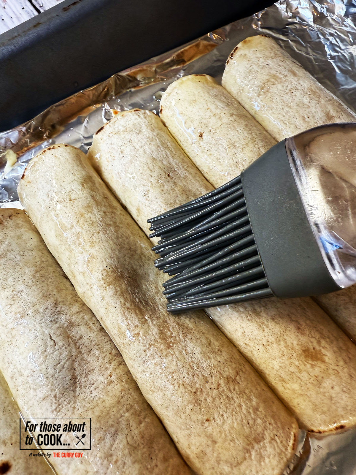 taquitos brushed with oil and baked until crispy
