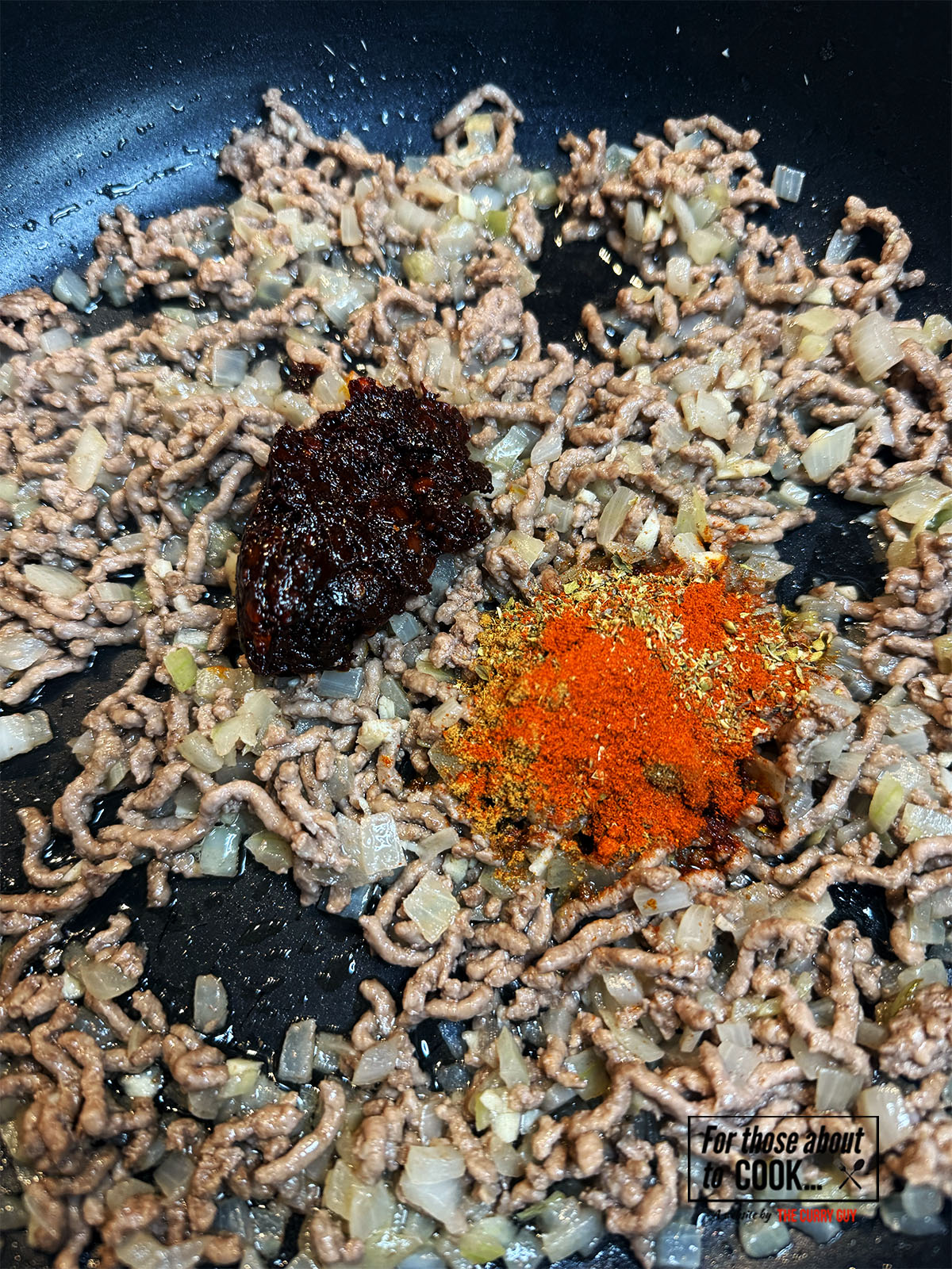 Chipotle chilli paste and spices added to the spicy beef taquitos filling