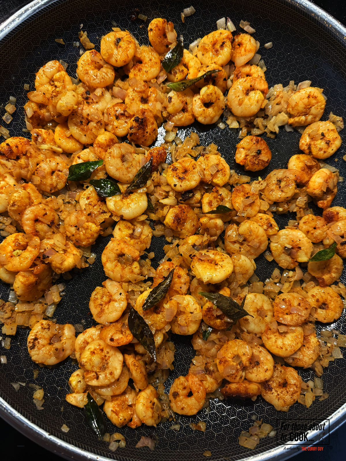Shallots added to fry with the prawn