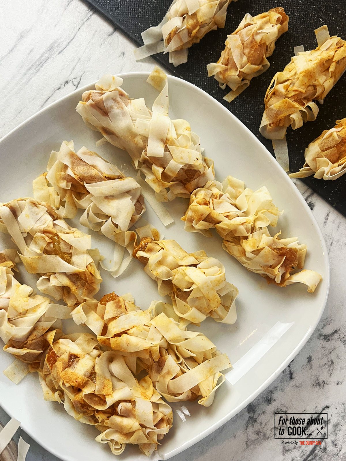 Wrapped chicken placed on a plate 