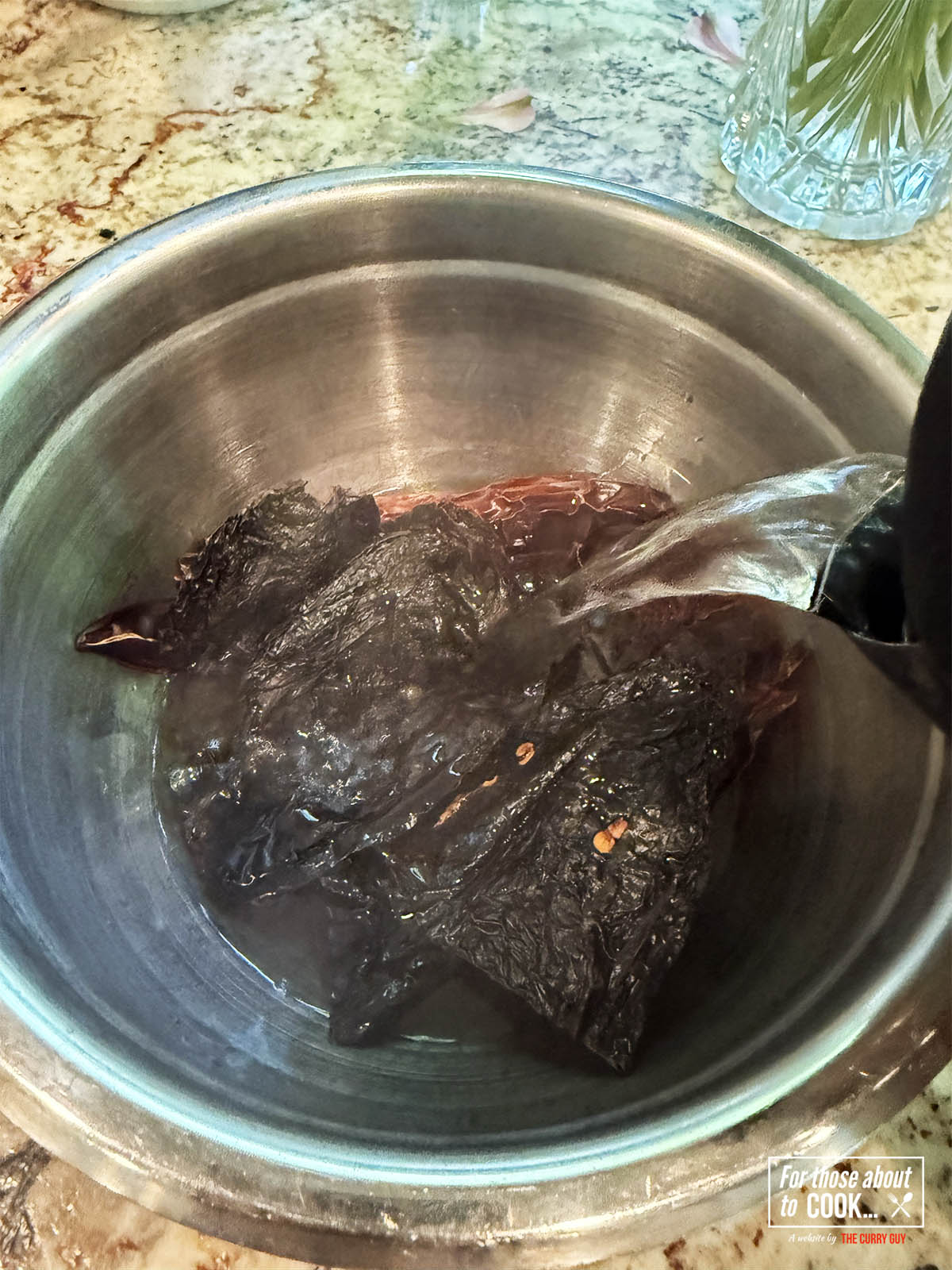 Soaking the chilies 