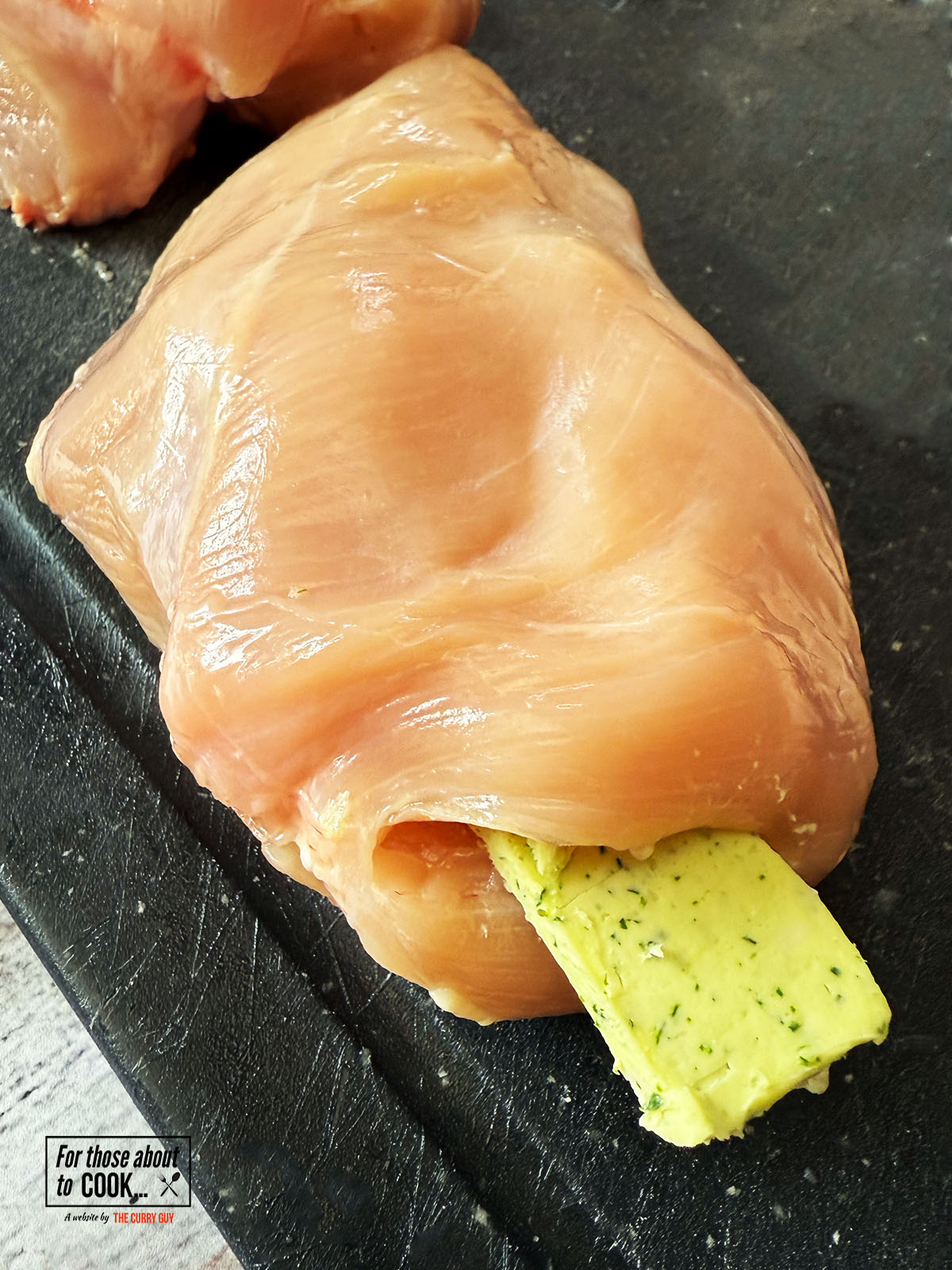 Chicken Kiev pocket stuffed with chilled garlic butter