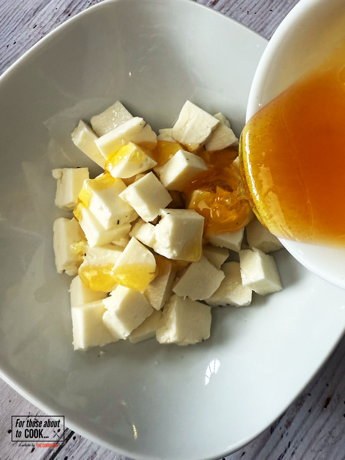 Halloumi covered in honey and salt