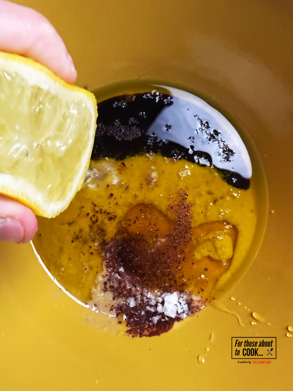 Tahini dressing mixed in a bowl