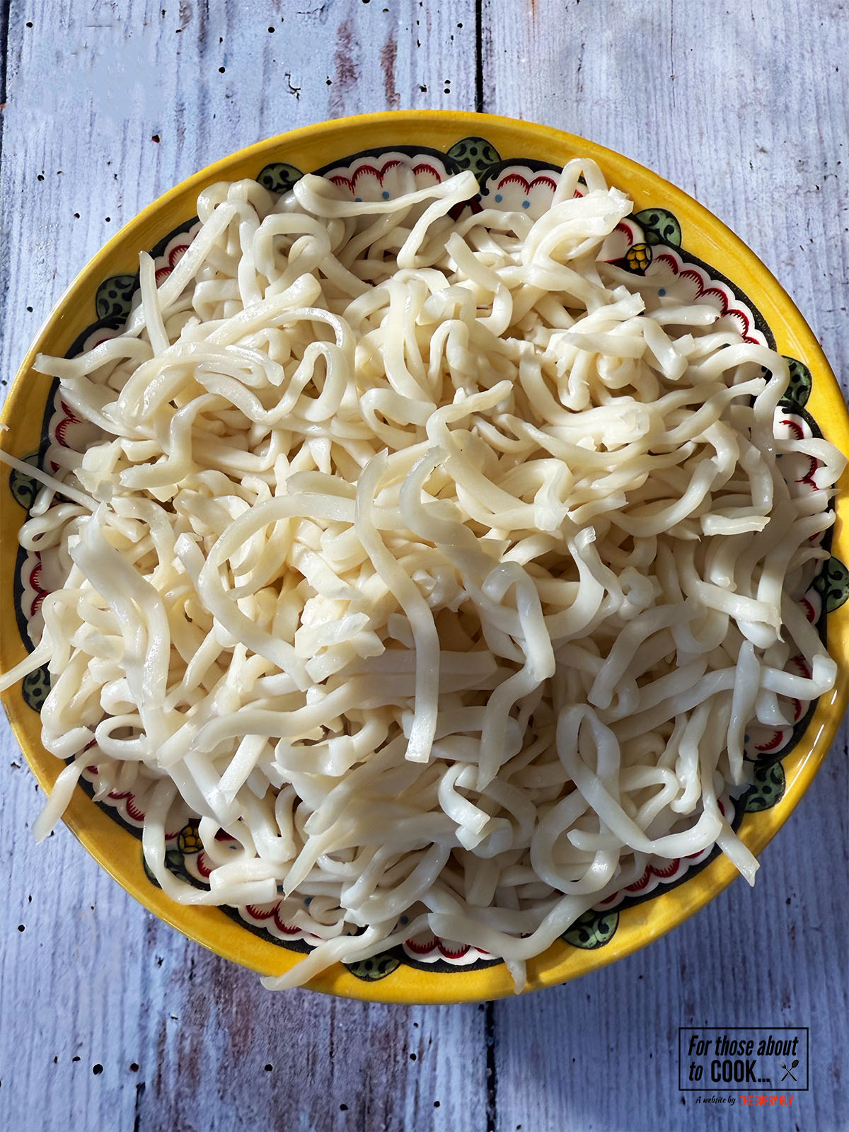Uncooked noodles in a bowl