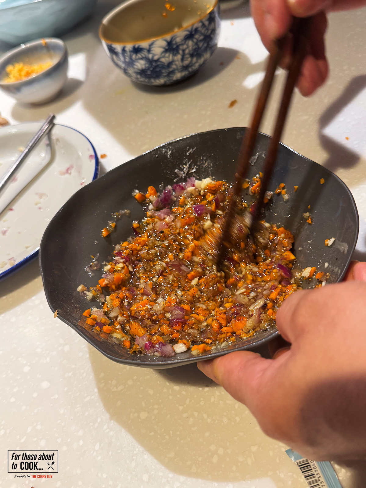 combining the marinade ingredients
